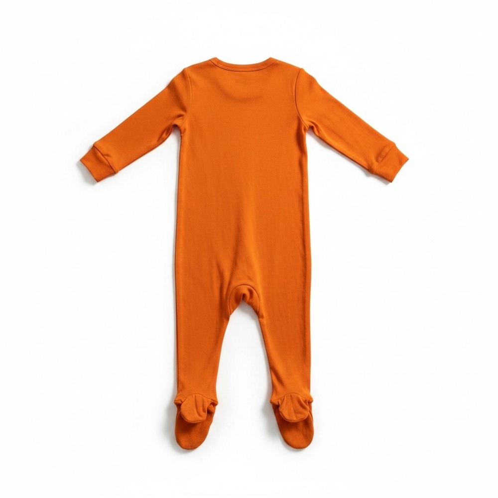 Bubble Baby Pumpkin Orange Bamboo Footed Sleeper Snap Pajamas 4T - Picture 2 of 4